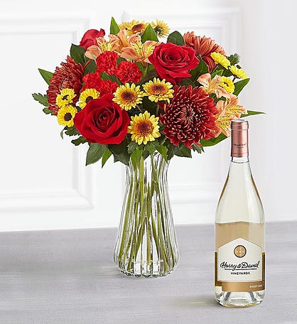 Blossoms & Wine™ - Fall Enchantment Bouquet and Wine